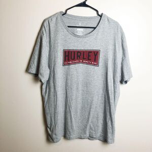 Hurley Logo Crew Neck Graphic Tee Large Gray